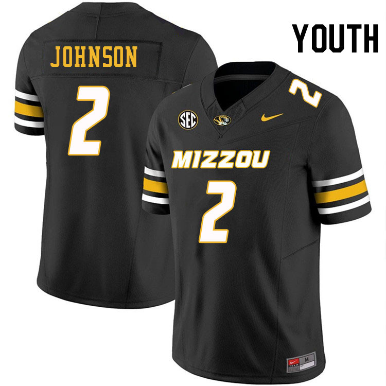 Youth #2 Marquis Johnson Missouri Tigers College Football Jerseys Stitched-Black